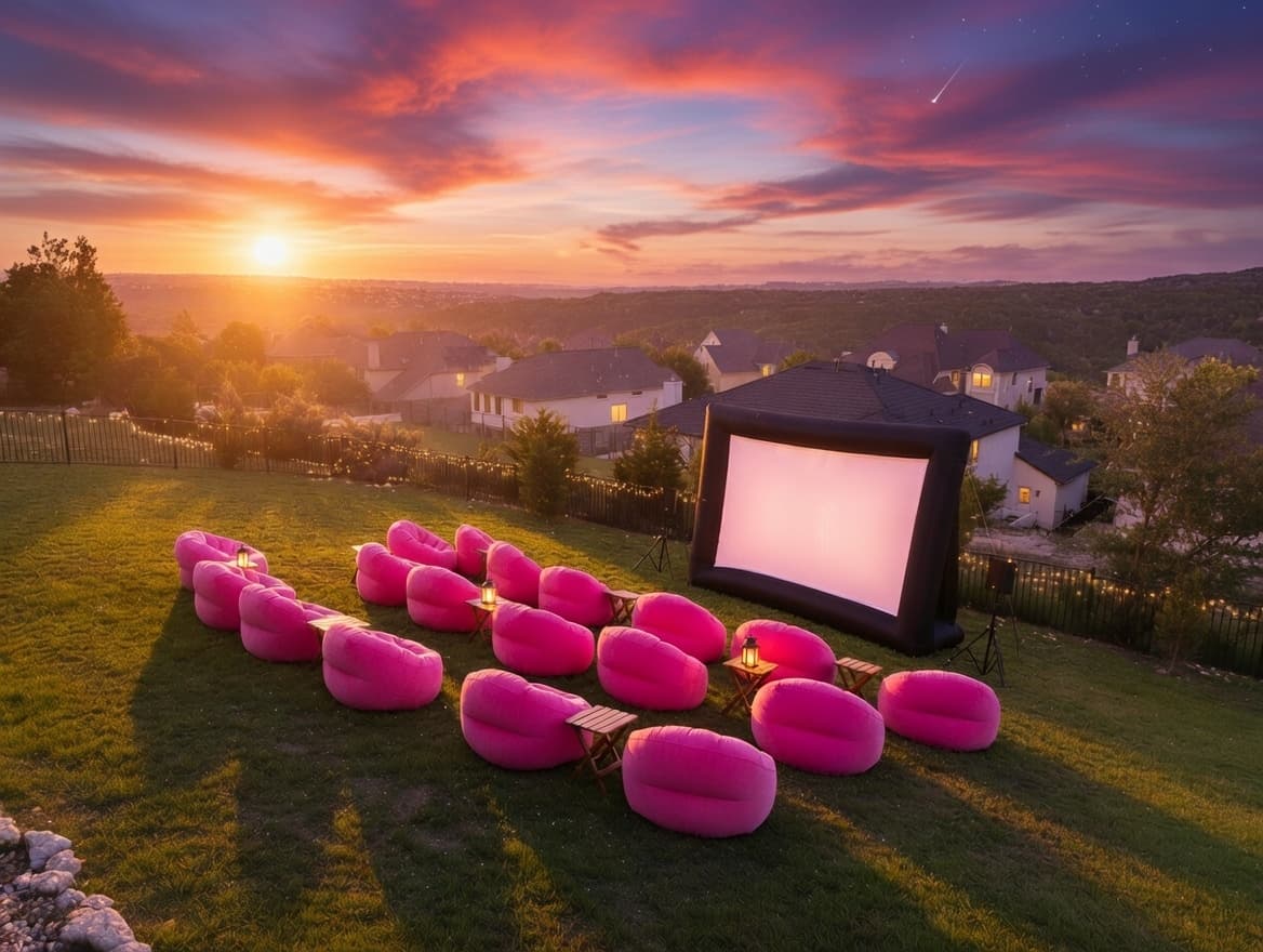 Outdoor movie setup 1 in Leander