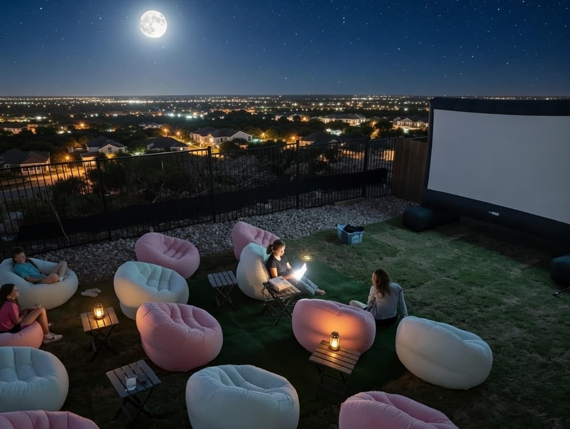 Outdoor movie setup 2 in Leander